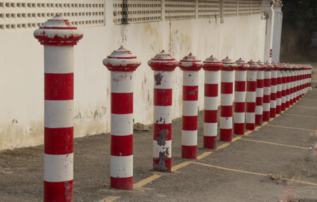 Flat Parking block pole in straight line.の写真素材