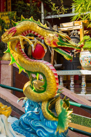 Colorful chinese dragon in Chinese Temple at Phitsanulok, Thailandの写真素材