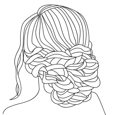 The girl from the back with the hair stylingのイラスト素材