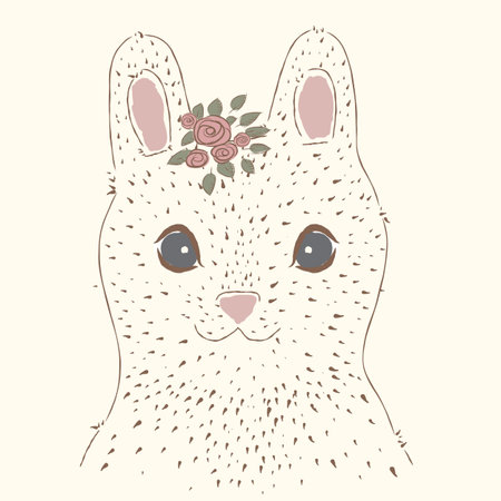Cute rabbit. Vintage portraitのイラスト素材