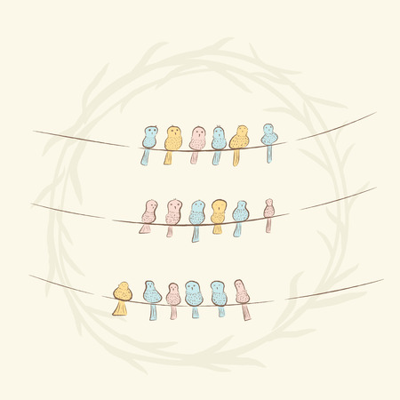 cute birds. sketchのイラスト素材