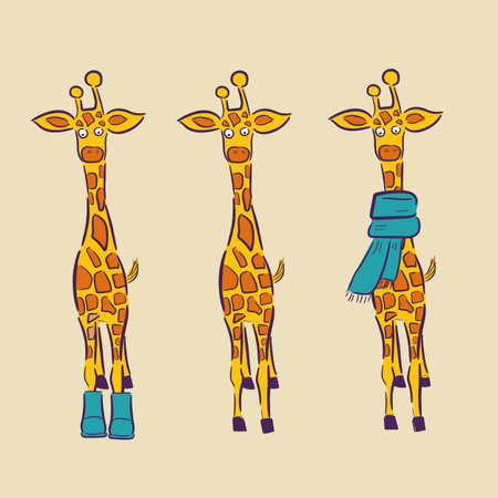 Hand drawn Illustration of Giraffe  isolated on white backgroundの写真素材