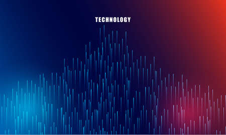 Abstract technology concept particle connection background with blue and red lights. blue color abstract screen, hi speed internet technology.のイラスト素材