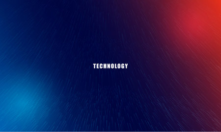 Abstract technology concept particle connection background with blue and red lights. blue color...