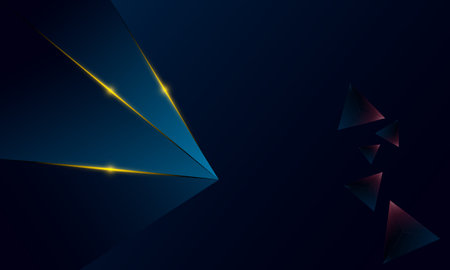 Abstract blue polygon triangles shape pattern background with lighting effect luxury style....