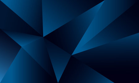Abstract blue polygon triangles shape pattern background with golden line and lighting effect luxury...