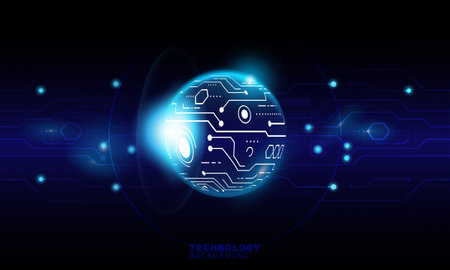 Digital global connection network technology background. technology background. neon effect. Hi-tech...
