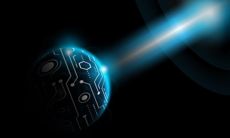 Digital global connection network technology background. technology background. neon effect. Hi-tech...