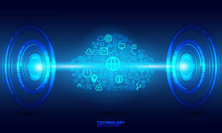Business innovation technology concept. technology background. neon effect. circuit board concept. Hi-tech digital technology.のイラスト素材