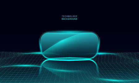 abstract glass on wave technology background with blue light smooth and flow. Big data. Abstract background 3d rendering. Metaverse.のイラスト素材