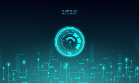 Abstract technology concept particle connection background with blue lights. blue color abstract...