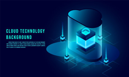Cloud data storage 3d isometric infographic illustration, landing page layout, vector web template,...
