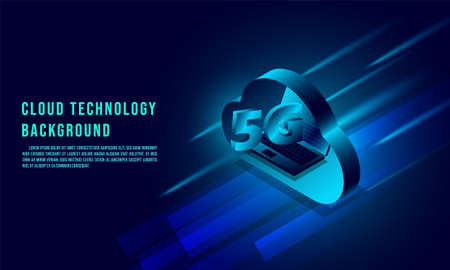 Cloud data storage 3d isometric infographic illustration, landing page layout, vector web template, smart modern technology concept. Cloud technology background.のイラスト素材