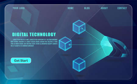 technology concept for web banner template or brochure , Blue colour. Abstract Tech banners set with Dots ,Lines,Geometric,Waves. Vector design network communication background.のイラスト素材