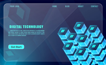 technology concept for web banner template or brochure , Blue colour. Abstract Tech banners set with...