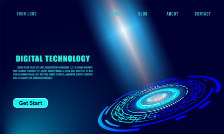 technology concept for web banner template or brochure , Blue colour. Abstract Tech banners set with Dots ,Lines,Geometric,Waves. Vector design network communication background.のイラスト素材