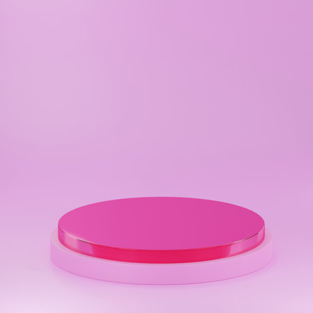 3d rendering empty space cylinder pink podium valentine's day, pink glassの写真素材