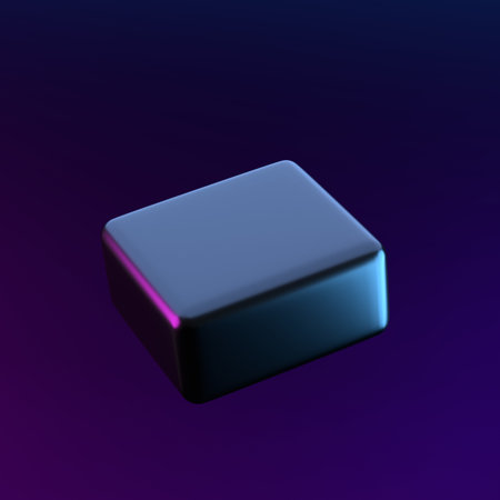 3d rendering abstract cube metal with blue and purple neon light.  Sci fi scene. abstract sci fi...