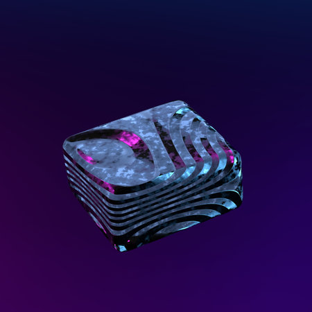 3d rendering abstract cube metal with blue and purple neon light.  Sci fi scene. abstract sci fi scene background. Abstract minimalist backgroundの写真素材