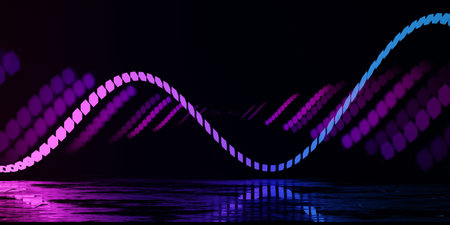 3d render,abstract wave technology background with blue and pink light .colorful fantastic...