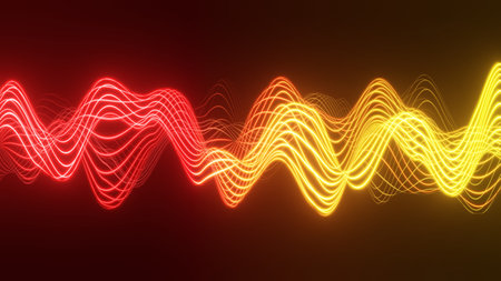 3d render,abstract wave technology background with red light . colorful fantastic background with...