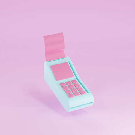 3D render Online payment terminal concept. pos terminal icon, contectless payment transaction.の写真素材
