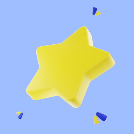 3D render gold star sparkle emoji. star Magic element. Cute shiny star object. mark speech bubble icon. symbol concept, Minimal design.の写真素材