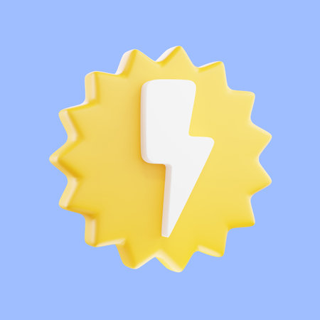 3D render thunderbolt icon, flash lightning, danger, and power. 3d spark powerful charge icon. 3d yellow sale banner.の写真素材