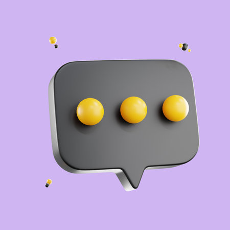 3d render chat bubble icon, Blank bubble talk or comment sign symbol, 3D render speech bubbles symbol for a chat on social media. comments thread mention or user chat with social media.の写真素材