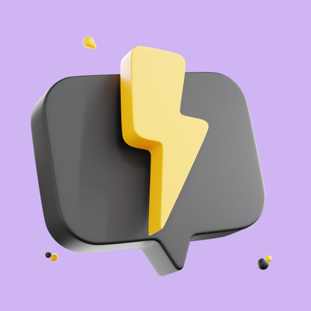 3D render thunderbolt icon, flash lightning, danger, and power. 3d spark powerful charge icon. 3d yellow sale banner.の写真素材