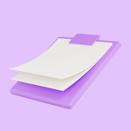 3D clipboard ,notepad icon, todo check list, fast work on project plan, Stack of paper sheets....