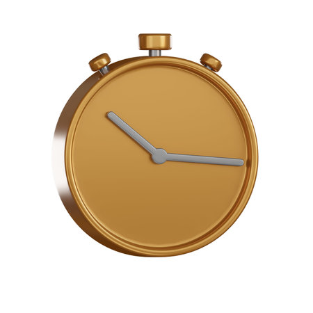 Notification 3d icon shows gold stopwatch minimal