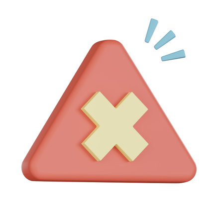 3d icon of empty states warning sign with cross symbol and alert marks in soft colors for user interface designの写真素材