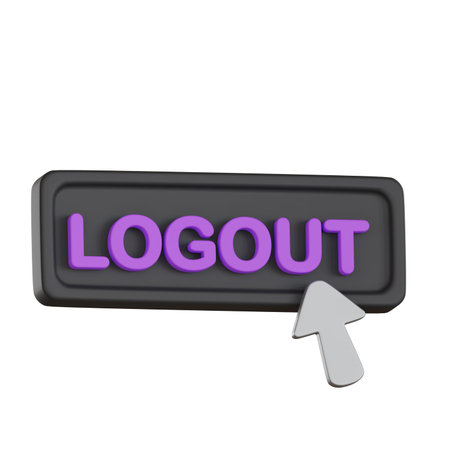 Logout button with cursor icon User Interface 3D iconの写真素材