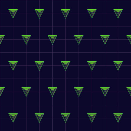 Vector Abstract Triangle Grid Geometric Seamless Purple and Green Graphic Illusion Pattern Design...