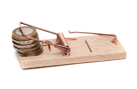 loose cash on mousetrapの写真素材