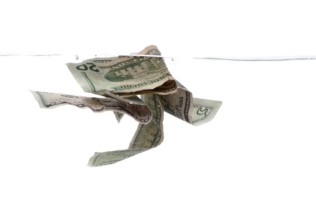 american dollar banknotes in waterの写真素材