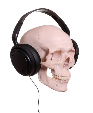 cranium with headphonesの写真素材