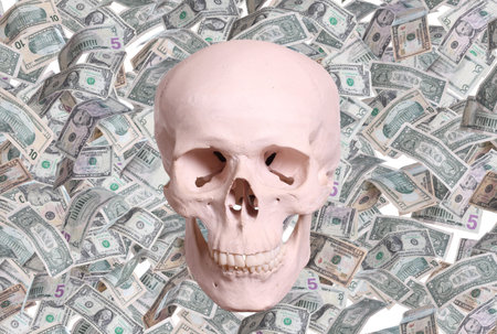 skull and dollarsの写真素材