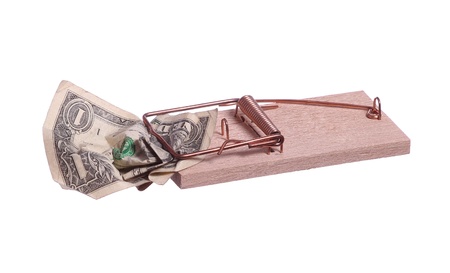 mouse trap with dollar noteの写真素材