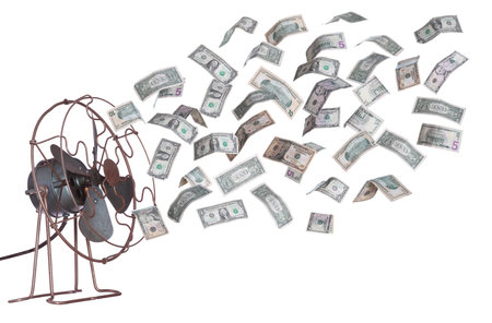 old ventilator and dollar banknotes