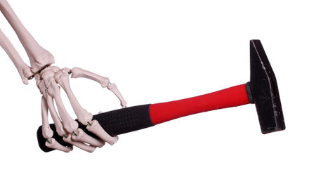 skeleton hand with hammer
