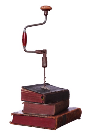 old hand brace drills in old booksの写真素材