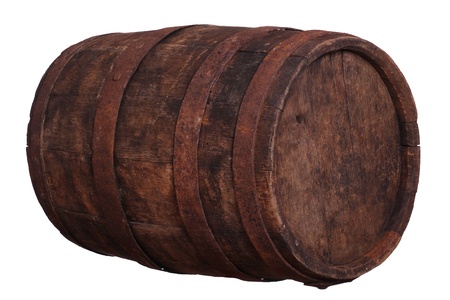 sideview of wooden barrelの写真素材