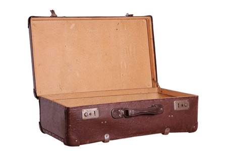 opened old brown suitcaseの写真素材