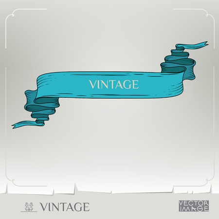 Engraving style. Classic tape. Scrapbooking victorian color page. Vintage old retro flag ribbon banner.  Hand drawn vector illustration. Element for print, design, web design. Space for text. Vector. Bannerのイラスト素材