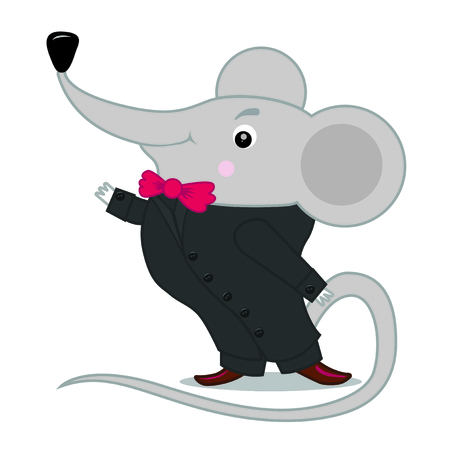 Cute cartoon mouse on white background. Layers easy to edit のイラスト素材