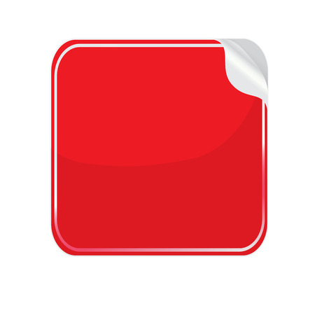 Red paper sticker on white background. Sticker square shape. Vector illustrationのイラスト素材