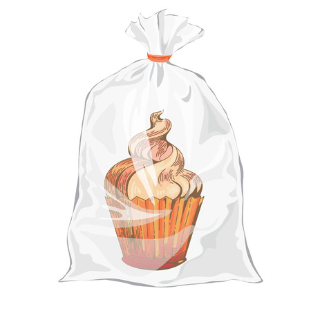 Cupcake images. Cupcake clipart. Cartoon cupcake. Cupcake art.  Packaging artwork. Transparent bag for new design bread packageのイラスト素材