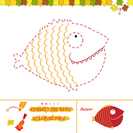 Connect the dots picture puzzle and coloring page. Puzzle for kids. Answer included.のイラスト素材